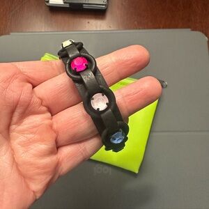 Tova Black bangle Bracelet with Pink, Clear, and Blue Stones